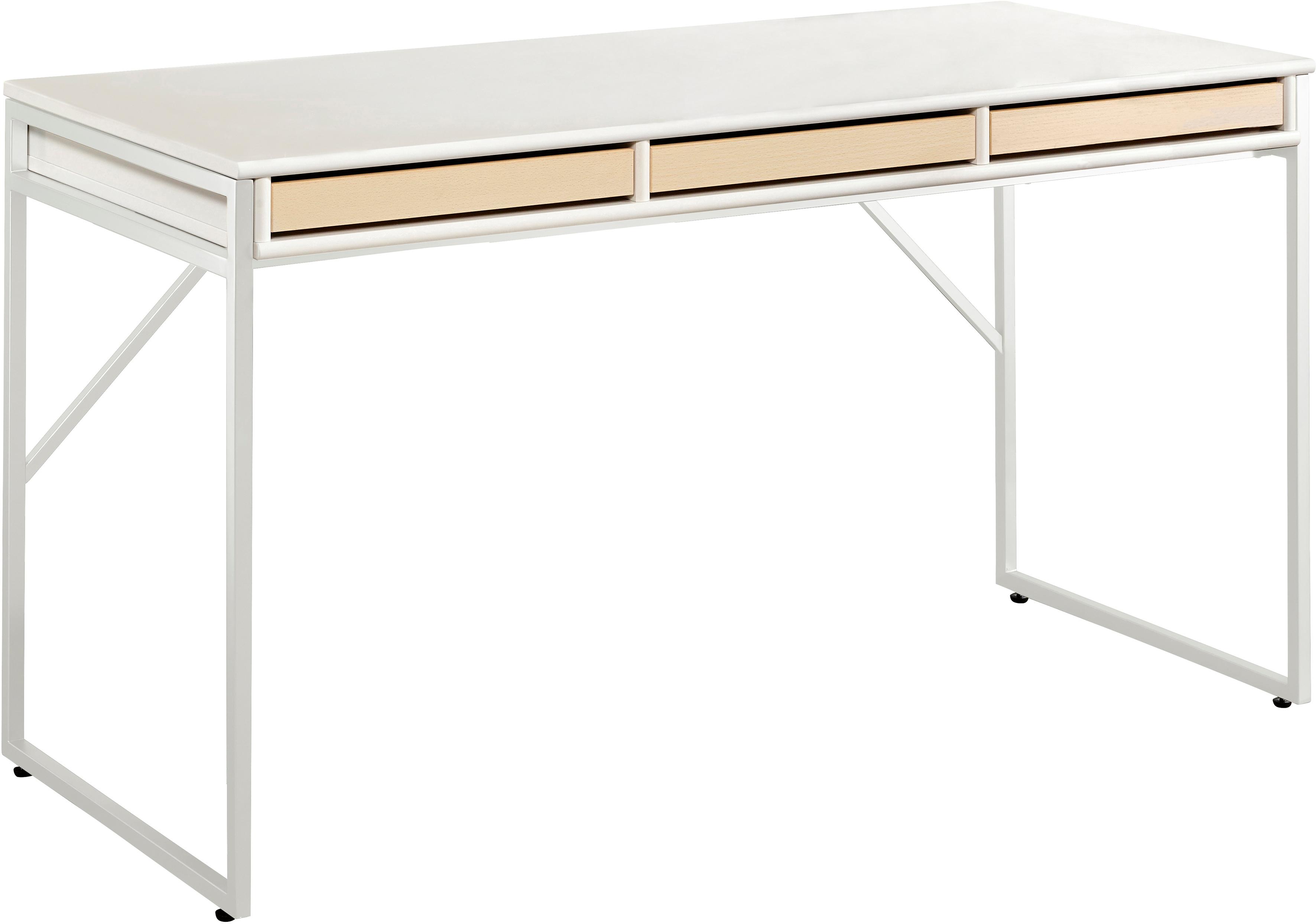 Schreibtisch HAMMEL FURNITURE "Mistral Bürotisch, Arbeitstisch, Tisch, Computertisch", weiß (eiche weiß pigmentiert), B:137,4cm H:75cm T:60cm, Tische, mit Gestell, B: 137,4 cm, Designmöbel