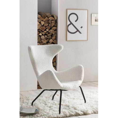 Relaxsessel SALESFEVER Sessel Gr. Stoff, B/H/T: 77 cm x 95 cm x 62 cm, weiß Lesesessel und Relaxsessel mit weichem Teddyfellbezug