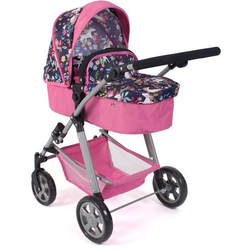 „Kombi-Puppenwagen CHIC2000 „“Nele, Einhorn““ Puppenwagen blau (einhorn) Kinder Puppenwagen -trage zusammenklappbar“