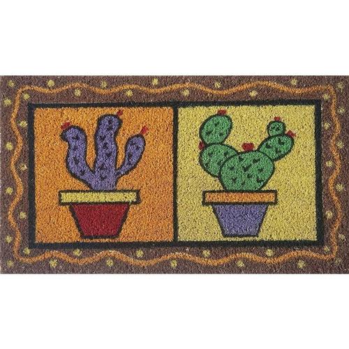 Fußmatte Außen Coco mit PVC-Basishandgemalte Depicting Kaktus Farbige 70X40X2 cm. Einfach zu