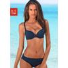 Push-Up-Bikini S.OLIVER, Damen, Gr. 36, Cup C, blau (dunkelblau), Microfaser, Polyamid, Bikini-Sets, mit Zierring an der Hose, Topseller