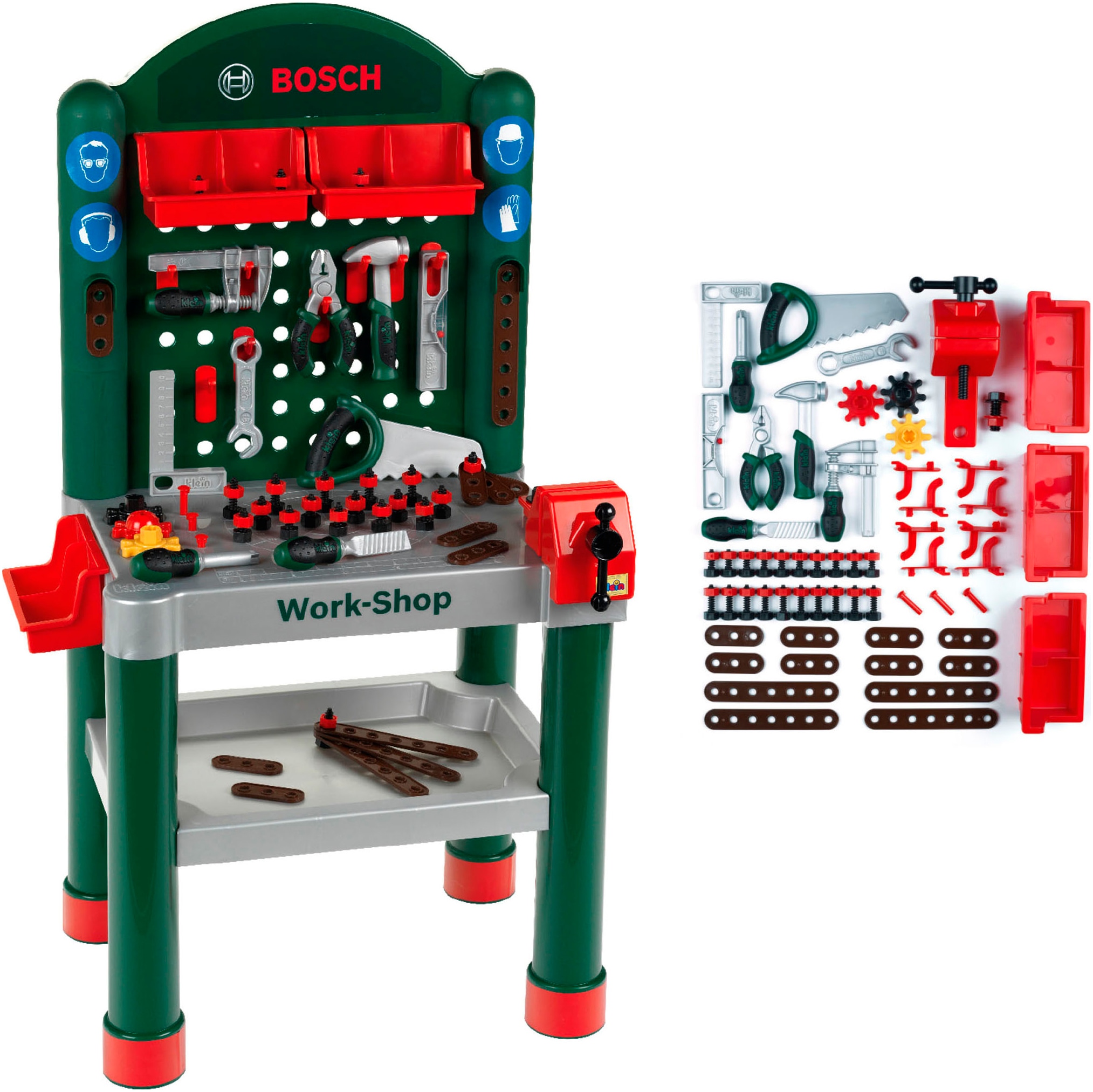 Spielwerkbank KLEIN "BOSCH-Work-Shop", bunt, Rollenspielzeug, KinderB:37cm H:105cm T:50cm, Kunststoff, Made in Germany, B:37cm H:105cm T:50cm