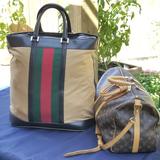 Gucci Bags | Fabulous Rare Vintage Gucci Web Weekender Travel Overnight Carryall Bag | Color: Green/Tan | Size: Os