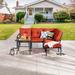 Patio Festival Curve-Arm 6-Piece Outdoor Conversation Set with Red Cushions