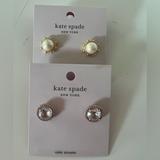 Kate Spade Jewelry | 2 Pair Kate Spade Cream/Gold Flying Color & Clear/Rose Bright Ideas Earrings | Color: Cream/Gold | Size: 2 Pair