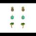 J. Crew Accessories | Nwt J Crew Crewcuts Girls Woman Pineapple Turtle Palm Tree Earring Set Posts | Color: Gold/Green | Size: Osg