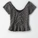 American Eagle Outfitters Tops | Euc American Eagle Outfitters Cinched Peplum T-Shirt Crop Top Black White Daisy | Color: Black/White | Size: M