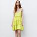 Zara Dresses | Lime Green Ruffle Dress | Color: Green | Size: M