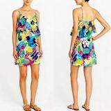 J. Crew Dresses | J. Crew Multi Colored Tropical Floral Ruffle Mini Woman’s Sun/Cami Dress Nwt 0 | Color: Blue/Pink | Size: 0