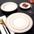 Brilliant Marquette Gold Bone China 24 Pc Dinnerware Set Bone China/Ceramic in Gray/White | Wayfair 7255.179.18