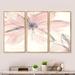 Design Art Pink Shabby Floral II - Shabby Elegance Framed Canvas Wall Art Set Of 3 Canvas, Wood in Pink/White | 20 H x 36 W x 1 D in | Wayfair