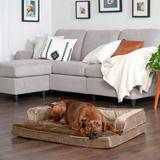 FurHaven Plush & Velvet Comfy Couch Sofa-Style Pet Bed Memory Foam in White/Brown | 7 H x 36 W x 27 D in | Wayfair 66436533