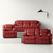 Wade Logan® Branscome 3 Piece Faux Leather Reclining Living Room Set Faux Leather in Red | 40 H x 82 W x 37 D in | Wayfair Living Room Sets