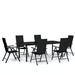 Arlmont & Co. 7 Piece Patio Dining Set Glass/Wicker/Rattan in Black | 63 W x 31.5 D in | Wayfair 3E863181434840F29F116997D842E9CC