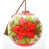 The Holiday Aisle® Poinsettia Flower Ball Ornament Glass in Green/Red | 4 H x 4 W in | Wayfair AC329C93829748059011D0CFAF2A5CDB