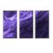 Wrought Studio™ Ultra Violet Liquid Art Waves - Modern Framed Canvas Wall Art Set Of 3 Canvas, Wood in Black/Blue | 20 H x 36 W x 1 D in | Wayfair