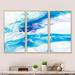 Wrought Studio™ Blue Wave Liquid Art On White II - Modern Framed Canvas Wall Art Set Of 3 Canvas, Wood in Blue/White | 28 H x 36 W in | Wayfair