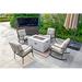 Winston Porter Dannisha 4 Piece Sectional Seating Group w/ Cushions Synthetic Wicker/All - Weather Wicker/Wicker/Rattan in Black/Gray | Outdoor Furniture | Wayfair