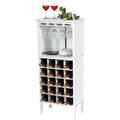 Goplus - Casier a Vin, avec 20 Emplacements et Porte-gobelet, Etagere a Bouteille en Pin 42 x 24,5