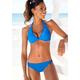 Bügel-Bikini VENICE BEACH Gr. 36, Cup F, blau Damen Bikini-Sets Ocean Blue mit kontrastfarbigen Schriftzug