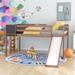 Contemporary Style Full size Loft Bed Wood Bed with Slide, Stair and Chalkboard