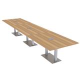 16' Modular Rectangular Conference Table With Metal Bases Power Units