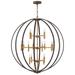 Hinkley Euclid 44" Wide Spanish Bronze and Gold Modern Orb Chandelier