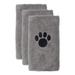 Gray Embroidered Paw Small Pet Towel, 30" L X 15" W X 0.2" H, Grey