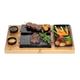 Hot Stone Grill Stone Plate - Beefstone "Model DUE" Hot Stone Steak Maker Lava Stones Grill Wooden Board Bamboo I Lava Stone Steak I Hot Stone Raclette Complete Set with 8 Pieces