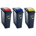 2 x 25 L Slimline Home Plastic Recycling Bin 3-Piece Set Red/Blue/Yellow