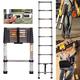 Telescopic Extension Ladder 8.5ft Telescoping Ladder Multipurpose Ladder DIY Folding Loft RV Ladder Heavy Duty Stainless Steel 9 Steps Ladder Anti-Slip Rubber Feet 330lbs Max Capacity