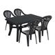 Resol 5 Piece Grey 90cm x 140cm Tulip Rectangular Plastic Garden 4-Seater Dining Table and Chairs Set - Outdoor Patio Bistro Tables and Chairs Furniture Set with 38mm Parasol Hole