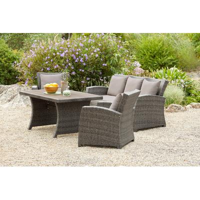 Gartenlounge-Set KONIFERA "Siros", braun (braun, beige), Polyrattan, Sitzmöbel-Sets, Gartenmöbel-Set, Polyrattan, Stahl, Tischplatte aus Nonwood, geeignet für 5 Personen, Topseller Image