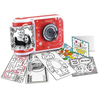 Kinderkamera VTECH "KidiZoom Print Cam, rot" Fotokameras rot Kinder Elektronikspielzeug 5 MP, mit eingebautem Thermodrucker