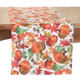 Fall Table Runner With Pumpkin Foliage Design