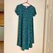 Lularoe Dresses | Lularoe Womens Sz Xs Green Black Floral Dress Hi Low Hem Midi 16.25 In Chest La | Color: Black/Green | Size: Xs