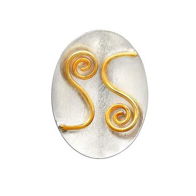 Nenalina - Schmuckanhänger Ornament Oval Bi-Color 925 Silber Charms & Kettenanhänger Damen