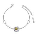 LONAGO Sunflower Bracelet 925 Sterling Silver You Are My Sunshine Sunflower Daisy Bracelet Jewelry for Women