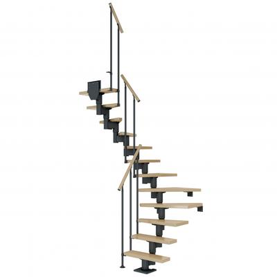 DOLLE Mittelholmtreppe Dublin, inkl. einseitigem Geländer, Einzelstab (anthrazit), 1/2 gewendelt,240 cm - 292 cm,65 cm,Ahorn Image
