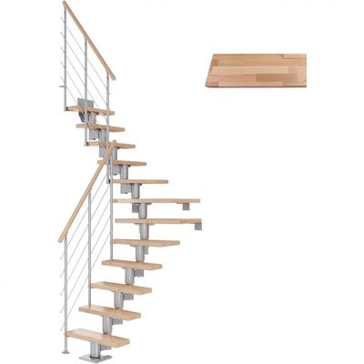 DOLLE Mittelholmtreppe Dublin, inkl. einseitigem Geländer, Edelstahl (perlgrau), 1/4 gewendelt,240 cm - 292 cm,65 cm,Buc