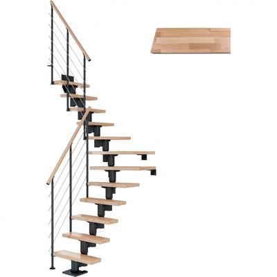 DOLLE Mittelholmtreppe Dublin, inkl. einseitigem Geländer, Edelstahl (anthrazit), 1/4 gewendelt,222 cm - 270 cm,65 cm,Buche Image