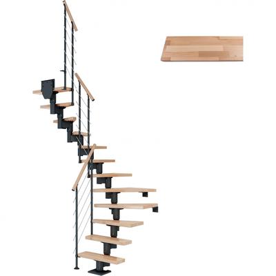 DOLLE Mittelholmtreppe Dublin, inkl. einseitigem Geländer, Edelstahl (anthrazit), 1/2 gewendelt,240 cm - 292 cm,65 cm,Bu