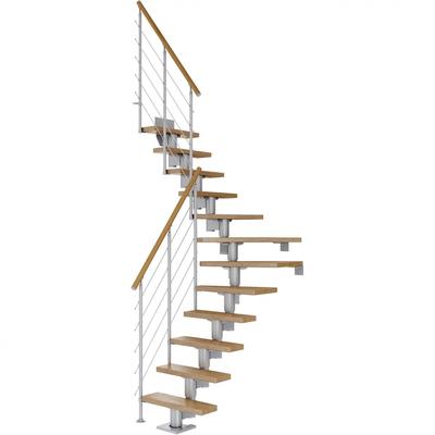 DOLLE Mittelholmtreppe Dublin, inkl. einseitigem Geländer, Edelstahl (perlgrau), 1/4 gewendelt,259 cm - 315 cm,75 cm,Eic