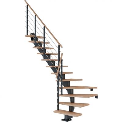 DOLLE Mittelholmtreppe Hamburg, inkl. einseitigem Designgeländer, Design (anthrazit), 1/4 gewendelt,222 cm - 258 cm,75 c