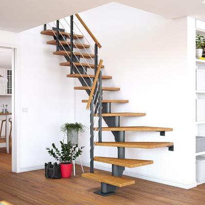 DOLLE Mittelholmtreppe Hamburg, inkl. einseitigem Designgeländer, Design (anthrazit), 1/4 gewendelt,278 cm - 322 cm,75 c