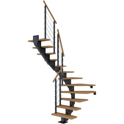 DOLLE Mittelholmtreppe Hamburg, inkl. einseitigem Designgeländer, Design (anthrazit), 1/2 gewendelt,240 cm - 279 cm,85 c