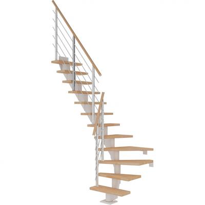 DOLLE Mittelholmtreppe Frankfurt, inkl. einseitigem Designgeländer, Design (weiß), 1/4 gewendelt,222 cm - 258 cm,65 cm,B