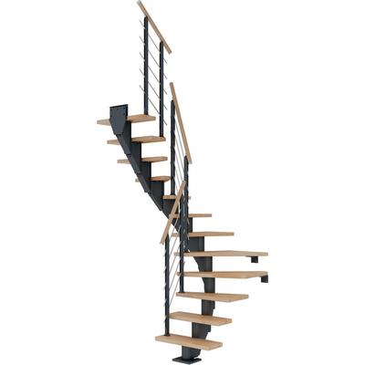 DOLLE Mittelholmtreppe Frankfurt, inkl. einseitigem Designgeländer, Design (anthrazit), 1/2 gewendelt,222 cm - 258 cm,65