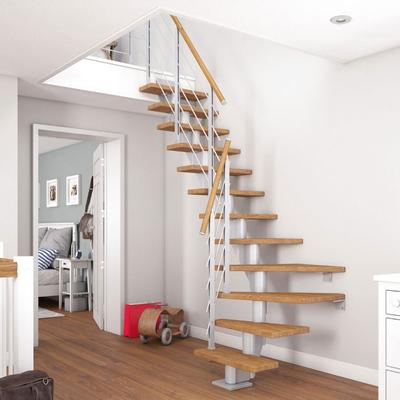 DOLLE Mittelholmtreppe Frankfurt, inkl. einseitigem Designgeländer, Design (anthrazit), 259 cm - 301 cm,75 cm,Eiche weiß, geölt,Geradelaufend Image