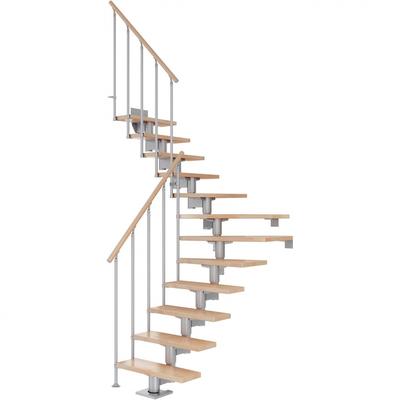 DOLLE Mittelholmtreppe Cork, inkl. einseitigem Geländer, Einzelstab (perlgrau), 1/4 gewendelt,222 cm - 270 cm,75 cm,Buche Image